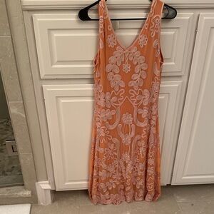 Sundance Orange and White Floral Midi Dress